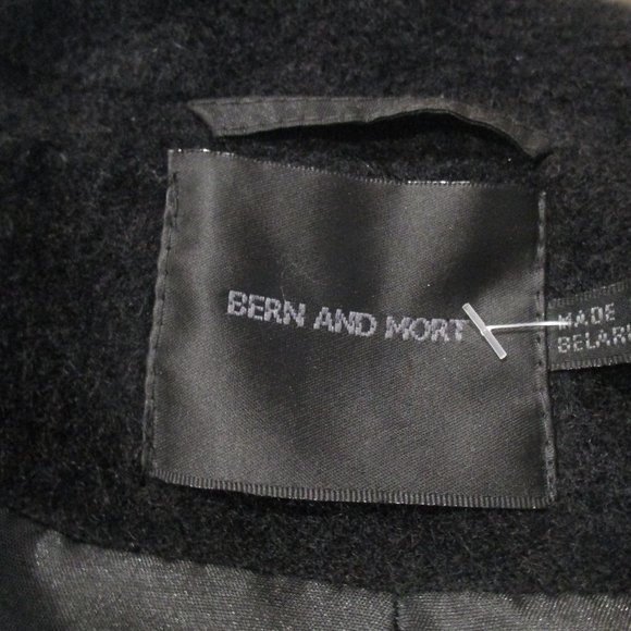 bert and mort classic black alpaca wool blend coat lined winter 8 s m - Picture 2 of 4